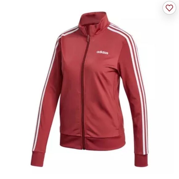Adidas Women’s Essentials Zip Front Brick Red Track Jacket, Size Small - Picture 2 of 9